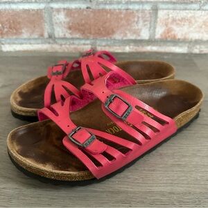 Birkenstock Granada Pink Sandals Women’s 37 Narrow 6 Double Strap Leather Slide